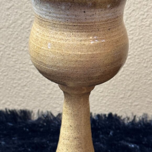 Signed Handcrafted Ceramic Goblets With Textured Stems & Rustic - Picture 3 of 10